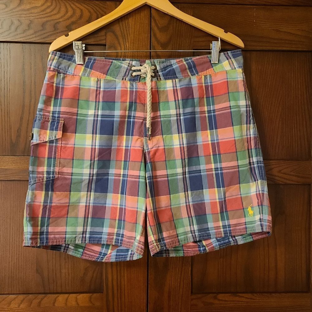 Polo Ralph Lauren Swim Trunks Madras Plaid Size 34